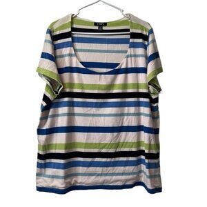 Chaps ladies t-shirt size 3X (96%cotton 4 % spandex)‎ Stripe Classic Preppy City